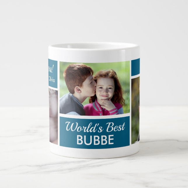 World's Best Bubbe Photo Collage Giant Coffee Mug (Front)
