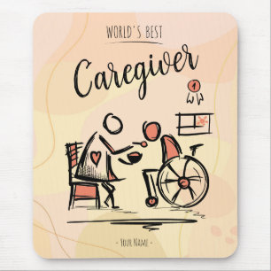 World's Best Caregiver & Person in Wheelchair Mouse Mat
