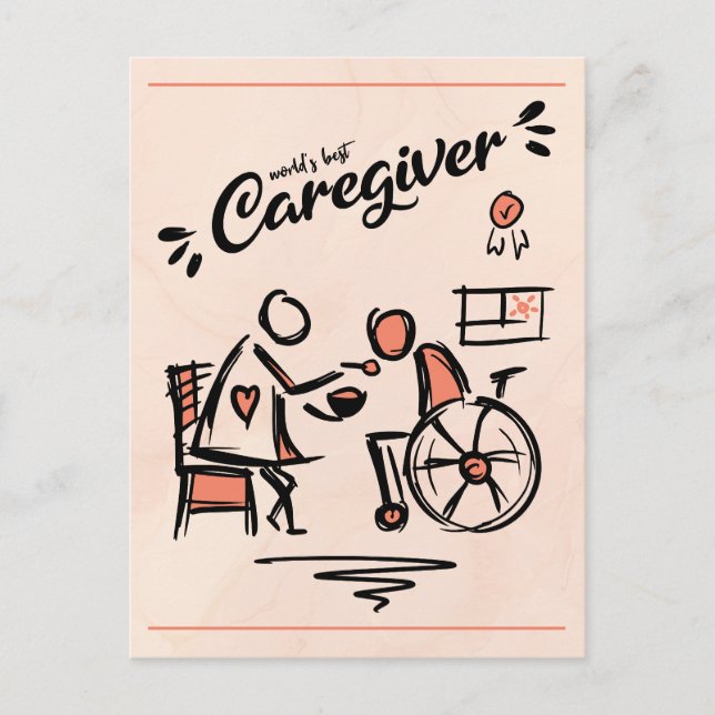 World's best Caregiver & Person in Wheelchair Postcard (Front)