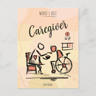 World's Best Caregiver & Person in Wheelchair Postcard