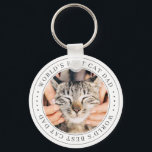 World's Best Cat Dad Classic Simple Photo Key Ring<br><div class="desc">This simple and classic design is composed of serif typography and add a custom photo.</div>