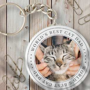 World's Best Cat Dad Classic Simple Photo Key Ring
