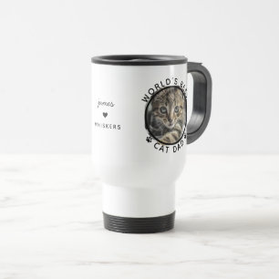 World's Best Cat Dad Custom Name Pet Photo Travel Mug