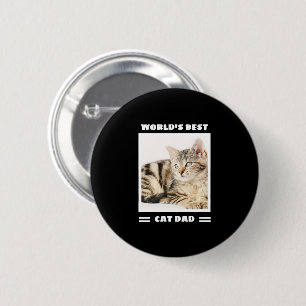 World's Best Cat Dad Custom Photo Personalised 6 Cm Round Badge