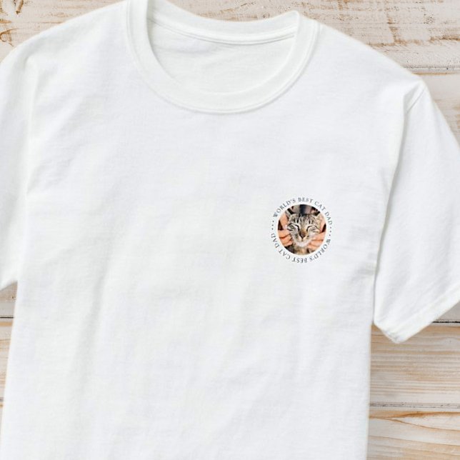 World's Best Cat Dad Elegant Simple Custom Photo T-Shirt (Creator Uploaded)