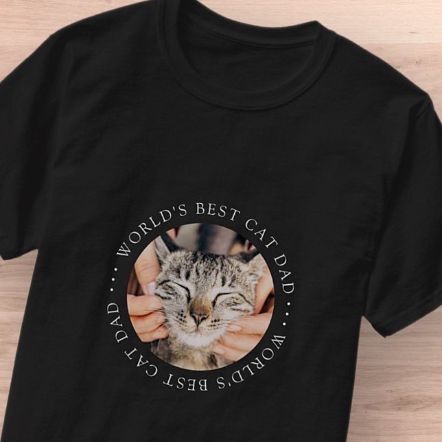 World's Best Cat Dad Elegant Simple Custom Photo T-Shirt (Creator Uploaded)