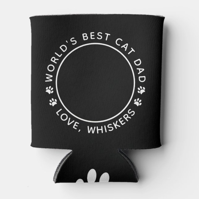 World's Best Cat Dad Fun Personalised Pet Photo Can Cooler (Front)