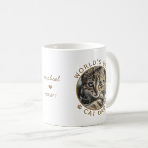 World's Best Cat Dad Gold Personalised Name Photo Coffee Mug
