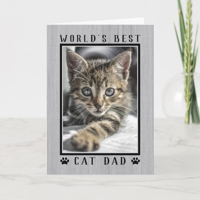 World's Best Cat Dad Happy Birthday Photo Card (Front)