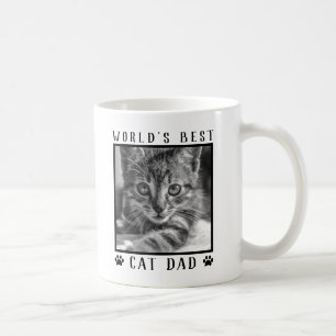 World's Best Cat Dad Paw Prints Black White Photo Coffee Mug