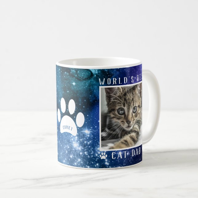 World's Best Cat Dad Paw Prints Name Photo Space Coffee Mug (Front Right)