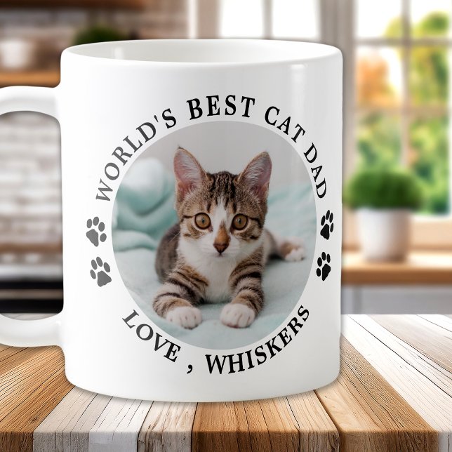 World's Best Cat Dad Paw Prints Pet Photo Coffee Mug (Creator Uploaded)