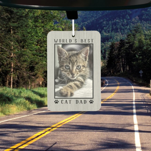 World's Best Cat Dad Paw Prints Pet Photo Frame Car Air Freshener (World's Best Cat Dad Paw Prints Pet Photo Frame Air Freshener)