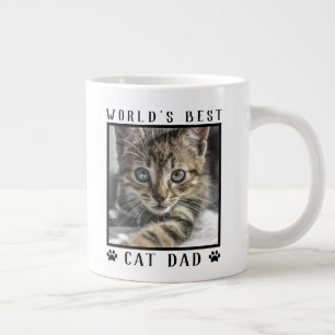 World's Best Cat Dad Paw Prints Pet Photo Large Coffee Mug
