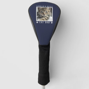 World's Best Cat Dad Paw Prints Pet Photo Navy Golf Head Cover