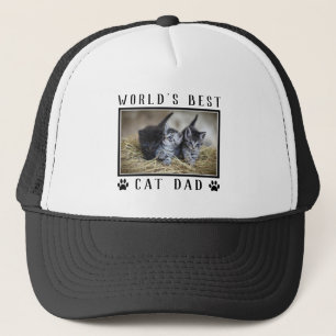 World's Best Cat Dad Paw Prints Pet Photo Trucker Hat