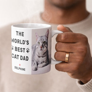 Worlds Best Cat Dad Photo Black Coffee Mug
