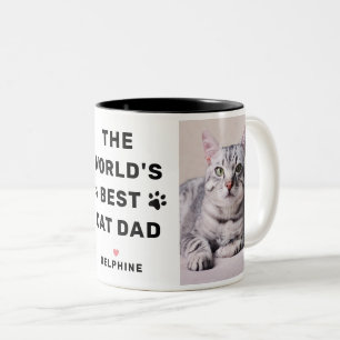 Worlds Best Cat Dad Photo Black Two-Tone Coffee Mug