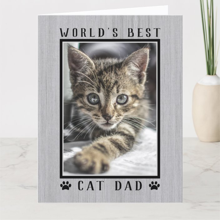 World's Best Cat Dad Photo Happy Birthday Rustic Card 