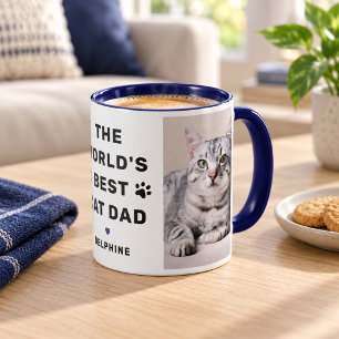 Worlds Best Cat Dad Photo Navy Mug