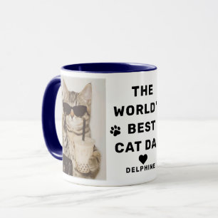 Worlds Best Cat Dad Photo Navy Mug