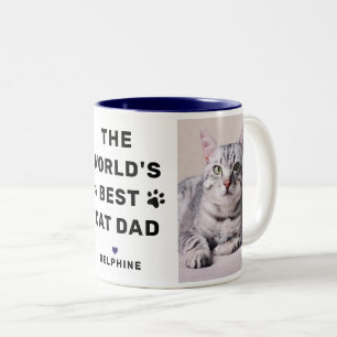 Worlds Best Cat Dad Photo Navy Two-Tone Coffee Mug