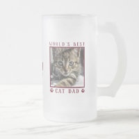 World's Best Cat Dad Red Paw Prints Pet Name Photo