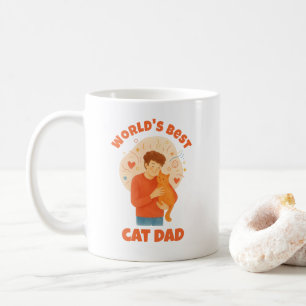 World's Best Cat Dad Watercolor Custom Photo Coffee Mug