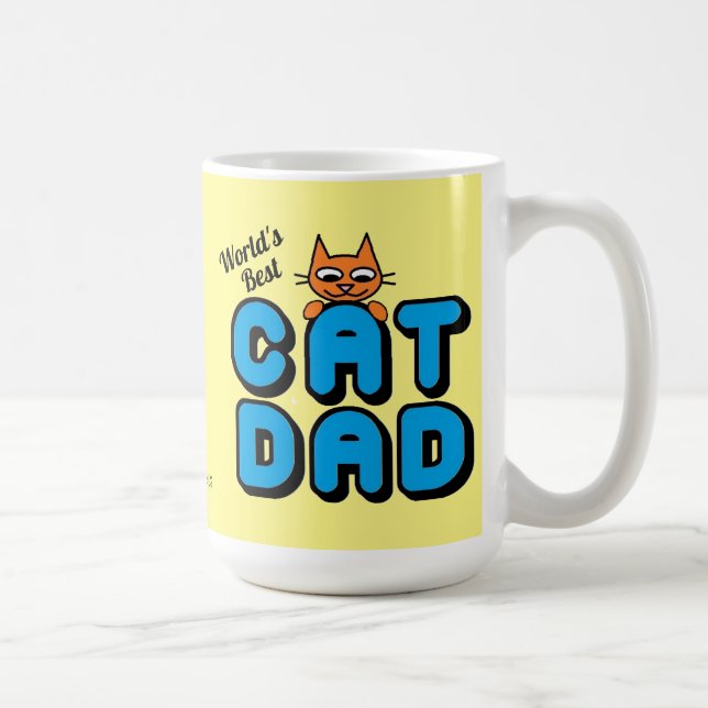 World's Best CAT DAD with Cute Cat Coffee Mug (Right)