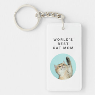 World's Best Cat Mom Custom Funny 2 Cute Photos Key Ring