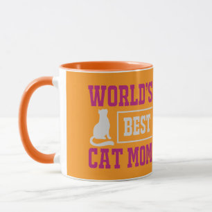 World's Best Cat Mom Orange and Purple Silhouette  Mug