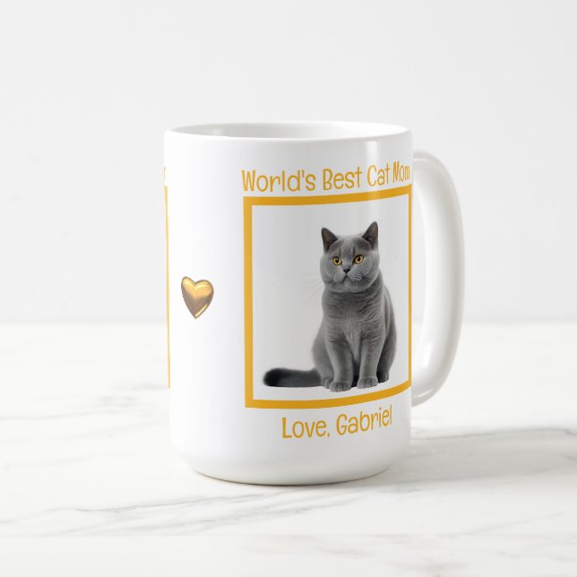World's Best Cat Mum Chartreux Personalise  Coffee Mug (Front Right)