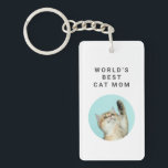 World's Best Cat Mum Custom Funny 2 Cute Photos Key Ring<br><div class="desc">World's Best Cat Mum Custom Funny 2 Pet Photos Keychain</div>