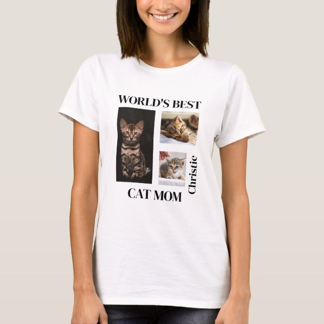 World's Best Cat Mum Custom Name Gift T-Shirt (Front)