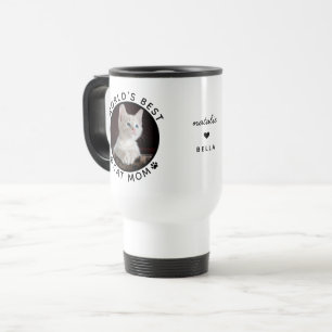 World's Best Cat Mum Custom Name Pet Photo Travel Mug