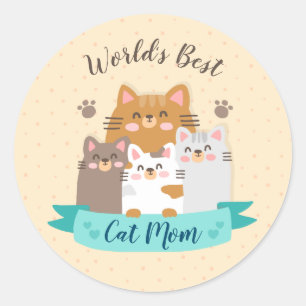 World's Best Cat Mum - Cute Kittens Classic Round Sticker