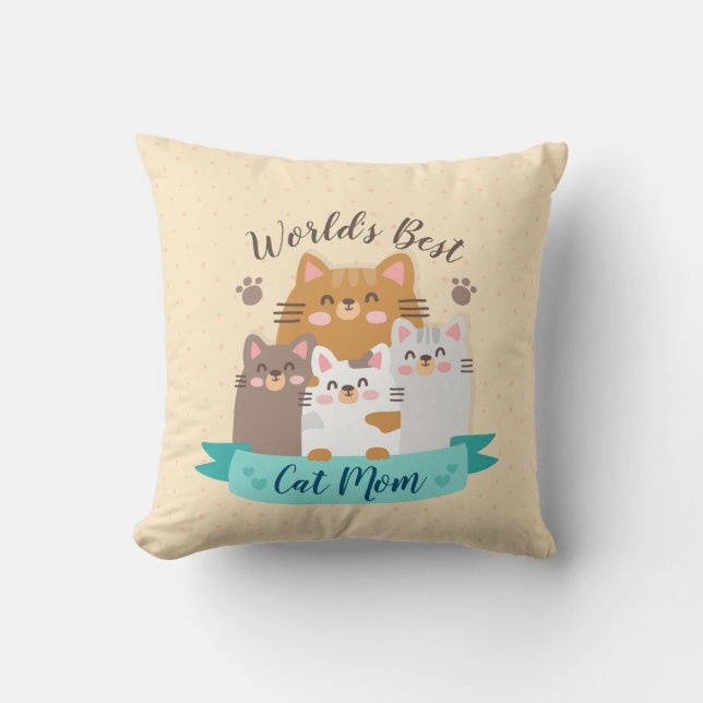 World's Best Cat Mum - Cute Kittens Cushion (Front)
