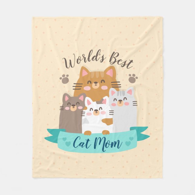 World's Best Cat Mum - Cute Kittens Fleece Blanket (Front)