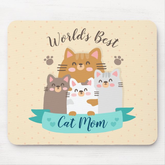 World's Best Cat Mum - Cute Kittens Mouse Mat (Front)