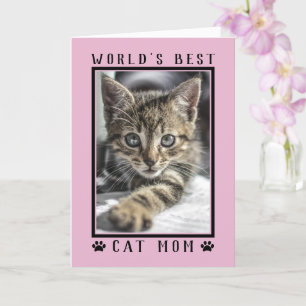 World's Best Cat Mum Happy Birthday Photo Pink Card