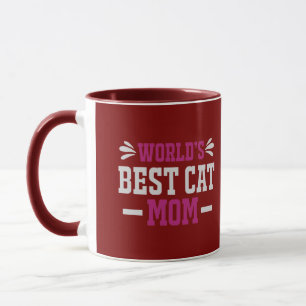 World's Best Cat Mum Modern Typographic Burgundy M Mug