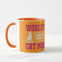 World's Best Cat Mum Orange and Purple Silhouette