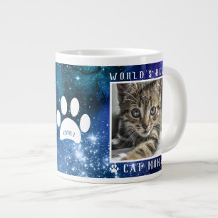 World's Best Cat Mum Paw Prints Name Photo Space Large Coffee Mug