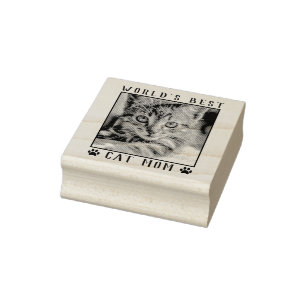 World's Best Cat Mum Paw Prints Pet Photo Frame Rubber Stamp