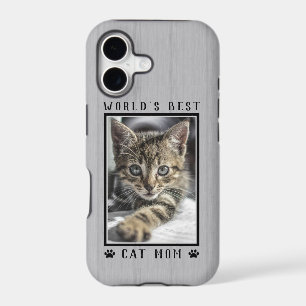 World's Best Cat Mum Paw Prints Pet Photo Rustic