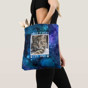 World's Best Cat Mum Paw Prints Photo Frame Space Tote Bag