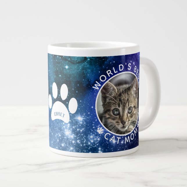 World's Best Cat Mum Paw Prints Photo Space Large Coffee Mug (Front Right)