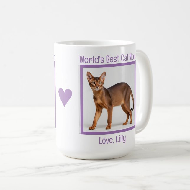 World's Best Cat Mum Personalise (Abyssinian) Coffee Mug (Front Right)