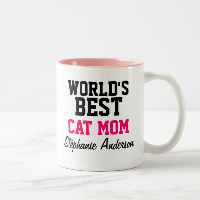World's Best Cat Mum Personalised Name Mugs (Right)