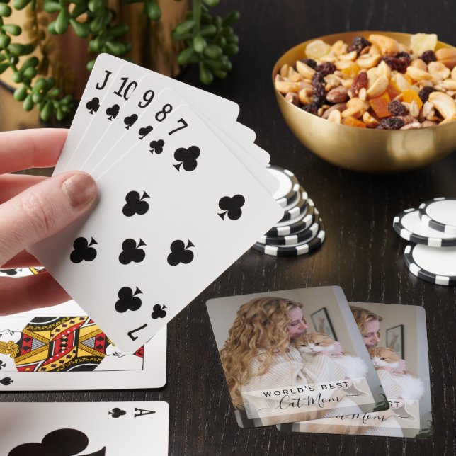 World's Best Cat Mum Personalised Photo Playing Cards (In Situ)